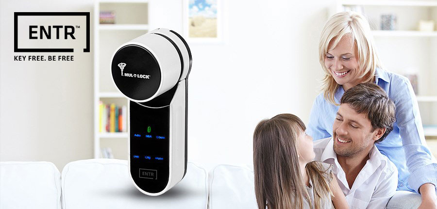 An image of a family with an ENTR smart lock
