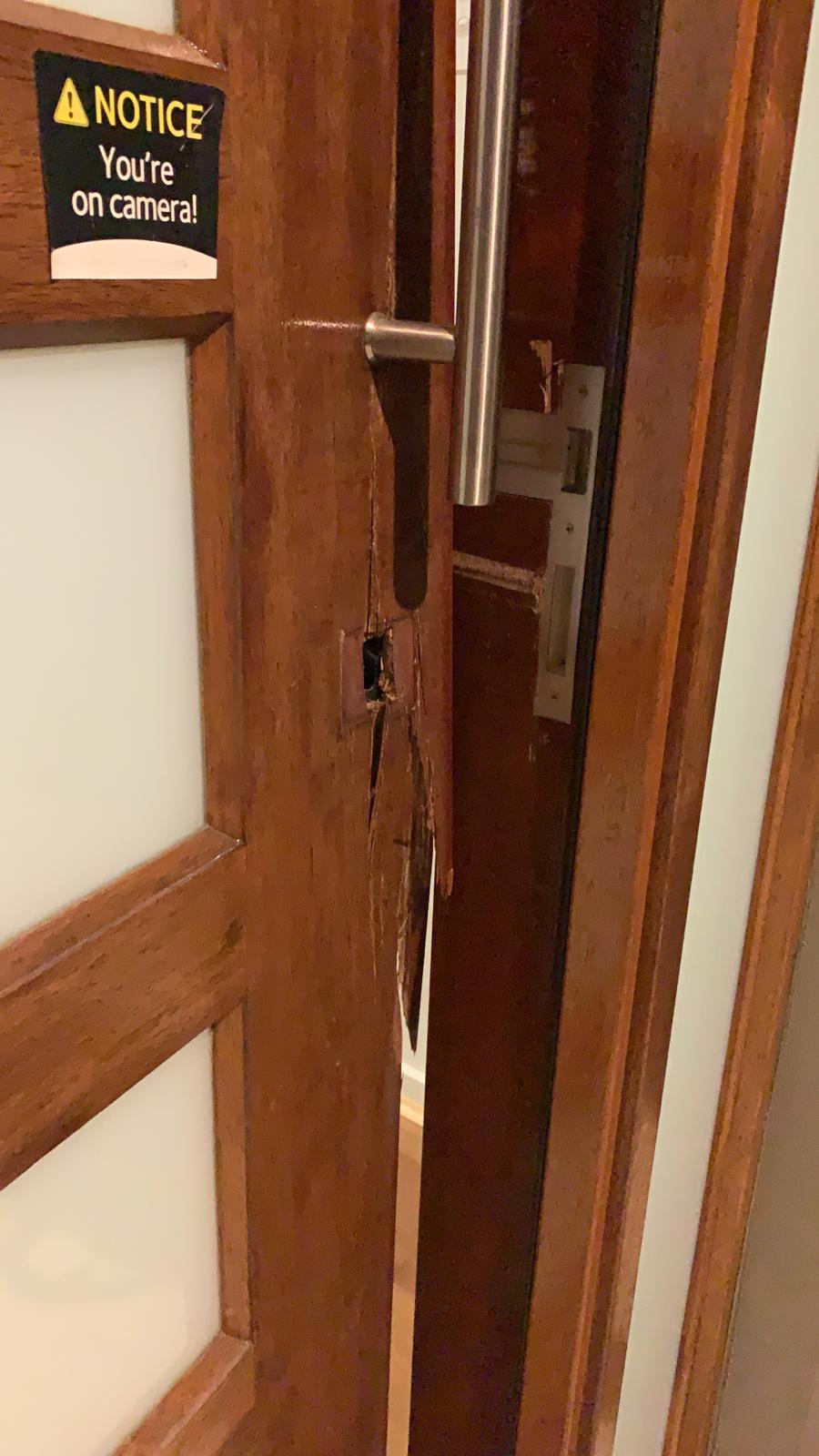 a door with a lock removed